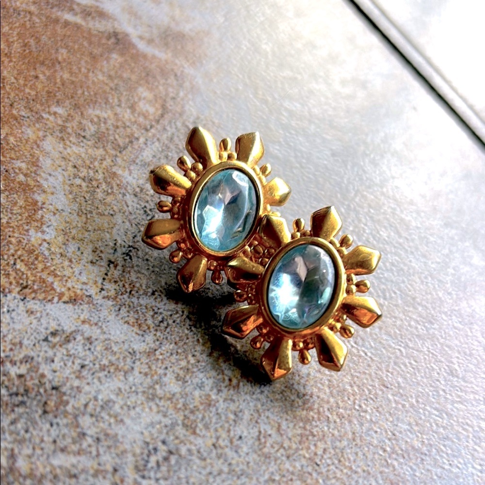 Vintage Avon Aqua Starburst Earrings